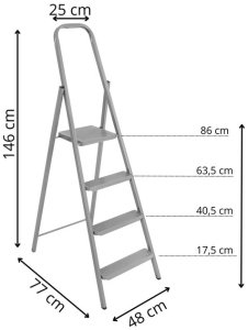 Drabina stalowa składana 4-stopniowa wys. 146 cm antypoślizgowa do 150 kg domowa UNIWERSALNY 18
