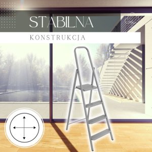 Drabina stalowa składana 4-stopniowa wys. 146 cm antypoślizgowa do 150 kg domowa UNIWERSALNY 2