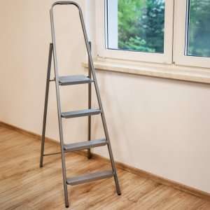 Drabina stalowa składana 4-stopniowa wys. 146 cm antypoślizgowa do 150 kg domowa UNIWERSALNY 21