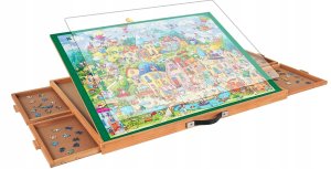 Regulowana deska tablica do układania puzzli z szufladami 1000 elementów 1