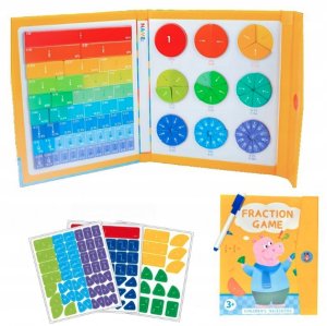 Magnetyczne puzzle nauka matematyki ułamki zabawka Montessori łamigłówki 1