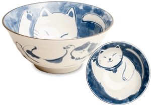 Zestaw 4 japońskich misek różowa i niebieska, Neko Nishiki 14,5 cm x 6,5 cm - Emro 2