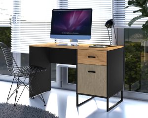 Biurko młodzieżowe COLIN 07 dąb złoty craft/czarne ML MEBLE 4