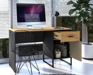 Biurko młodzieżowe COLIN 07 dąb złoty craft/czarne ML MEBLE 5