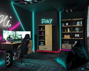 Biurko młodzieżowe COLIN 07 dąb złoty craft/czarne ML MEBLE 10