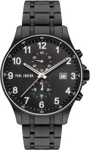 Zegarek Paul Lorens Zegarek męski czarny elegancki na bransolecie GHOST PL20002B-1A5 2