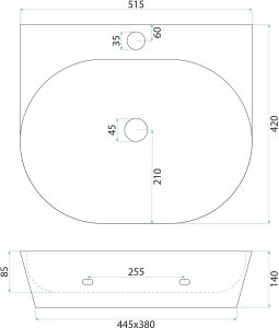 Umywalka nablatowa / ścienna Rea Kim 52 6
