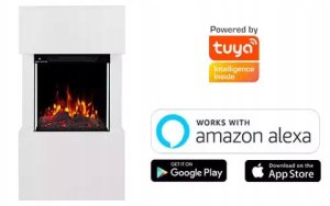 Aflamo Kominek elektryczny TEXEL 3D Biały + DŹWIĘK - 12