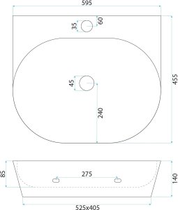Umywalka nablatowa / ścienna Rea Kim 60 6