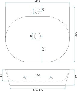 Umywalka nablatowa / ścienna Rea Kim 46 6