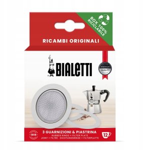 Bialetti - Uszczelka (3 szt.) + sitko do kawiarek aluminiowych 12tz 7