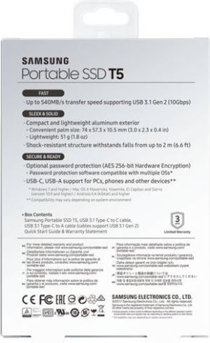 Dysk zewnętrzny SSD Samsung Portable SSD T5 1TB USB 3.2 Gen. 2 Czarny (MU-PA1T0B/EU) 8