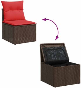 vidaXL 7-cz. zestaw wypoczynkowy do ogrodu, z poduszkami, brązowy 6