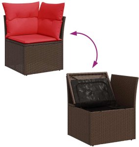 vidaXL 7-cz. zestaw wypoczynkowy do ogrodu, z poduszkami, brązowy 7