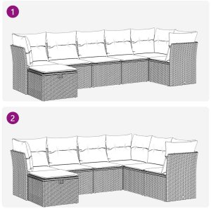vidaXL 7-cz. zestaw wypoczynkowy do ogrodu, z poduszkami, brązowy 9