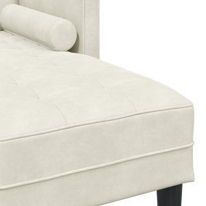 Sofa Ogrodowa vidaXL z Ławką i Poduszkami L-kształtna Kremowy Welur, Sofa L-kształtna vidaXL Krem 173x131x67 cm Welur, Ławka vidaXL Krem 113 cm Welur 7