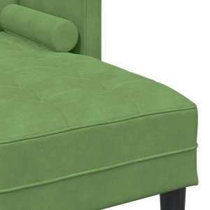 Sofa ogrodowa vidaXL z ławką i poduszkami w kształcie L świetnego zielonego aksamitu, Sofa 3-osobowa vidaXL z leżanką w kształcie L jasnego zielonego 160 cm aksamitu, Ławka vidaXL jasna zielona 113x57x39 cm aksamitna 7