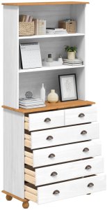 vidaXL Szafa ASKIM Biała 91x40x199.5 cm Lite Drewno Sosnowe, Szafa "ASKIM" Biała 91x30x104 cm Lite Drewno Sosnowe, Komoda "ASKIM" Biała 91x40x95.5 cm Lite Drewno Sosnowe 3