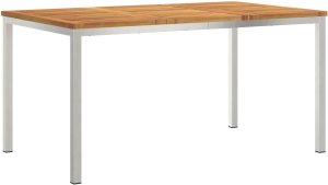 vidaXL 7-częściowy zestaw obiadowy do ogrodu z litego drewna akacjowego, Stół do jedzenia na świeżym powietrzu 150x90x75 cm z litego drewna akacjowego 5