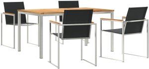 vidaXL 5-częściowy zestaw jadalniany z litego drewna teakowego, Stół do jadalni 150x90x75 cm z litego drewna teakowego 2