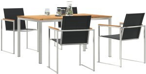 vidaXL 5-częściowy zestaw jadalniany z litego drewna teakowego, Stół do jadalni 150x90x75 cm z litego drewna teakowego 3