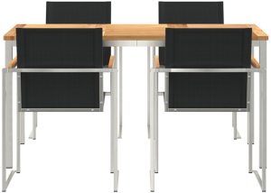 vidaXL 5-częściowy zestaw jadalniany z litego drewna teakowego, Stół do jadalni 150x90x75 cm z litego drewna teakowego 7