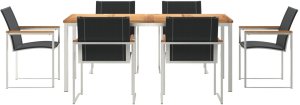 vidaXL 7-częściowy zestaw do jedzenia w ogrodzie z litego drewna akacjowego , Stół do jedzenia na świeżym powietrzu 180x90x75 cm z litego drewna akacjowego 7
