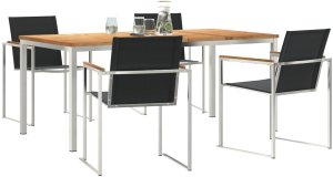 vidaXL 5 częściowy zestaw do jadalni ogrodowej z litego drewna tekowego, Stół do jadalni 180x90x75 cm z litego drewna tekowego 3