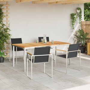 vidaXL 5 częściowy zestaw do jadalni ogrodowej z litego drewna tekowego, Stół do jadalni 180x90x75 cm z litego drewna tekowego 4