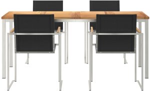 vidaXL 5 częściowy zestaw do jadalni ogrodowej z litego drewna tekowego, Stół do jadalni 180x90x75 cm z litego drewna tekowego 7