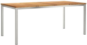 vidaXL 7-częściowy zestaw do jedzenia w ogrodzie z litego drewna tekowego, Stół do jedzenia na zewnątrz 180x90x75 cm z litego drewna tekowego 5