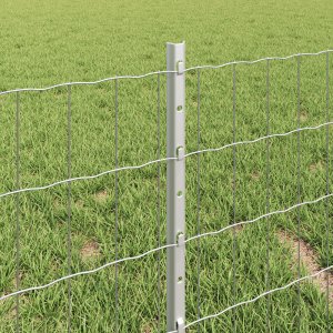 vidaXL Euro Płot z 5 Słupkami Srebrnym 0,4x10 m Stal 3