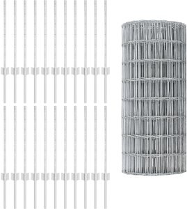 vidaXL Ogrodzenie z 11 słupkami U Srebrne 0.6x50 m Stal 4