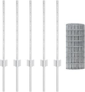 vidaXL Ogrodzenie z 5 słupkami U Srebrne 0,6x10 m Stal 4