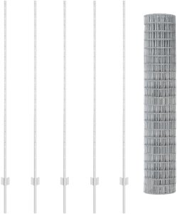 vidaXL Euro Płot z 10 Słupkami Srebrny 1,6x10 m Stal 5