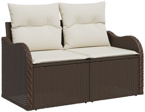 vidaXL vidaXL Zestaw 5-częściowy sof ogrodowych z poduszkami w brązowym poli rattan, vidaXL Sofa dwuosobowa ogrodowa z poduszkami w brązowym poli rattan 4