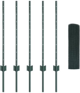 vidaXL Ogrodzenie z drutu spawanego  z 5 słupkami U Zielone 0.8x10 m Stal 2