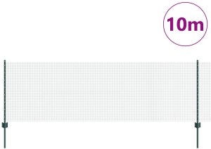 vidaXL Ogrodzenie z drutu spawanego  z 5 słupkami U Zielone 0.8x10 m Stal 3