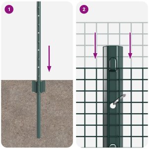 vidaXL Ogrodzenie z drutu spawanego  z 5 słupkami U Zielone 0.8x10 m Stal 9