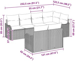 vidaXL 7-elementowy zestaw sofy ogrodowej z poduszkami szary polirattan, vidaXL 2-osobowa sofa ogrodowa z poduszkami szary polirattan 8