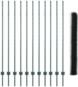 vidaXL Ogrodowe słupki 11 szt. U-Channel Zielone 160 cm Stal, Ogrodzenie sześciokątne Zielone 1.6x25 m Stal 2