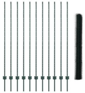 vidaXL Ogrodowe słupki 11 szt. U-Channel Zielone 160 cm Stal, Ogrodzenie sześciokątne Zielone 1.6x25 m Stal 3