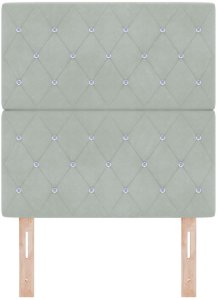 vidaXL Wezgłowie Pikowane z Kryształowymi Guzikami Jasnoszare 80 cm Welur, Wezgłowie Pikowane z Kryształowymi Guzikami Jasnoszare 160 cm Welur 4