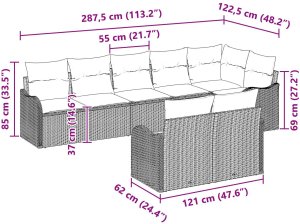 vidaXL Zestaw sof ogrodowych 8 częściowy z poduszkami Czarny Polirattan, Zestaw sof ogrodowych 2-osobowy z poduszkami Czarny Polirattan 8