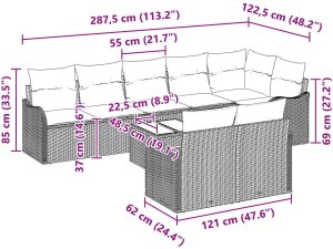 vidaXL 9-częściowy zestaw kanap ogrodowych z poduszkami szary polirattan, vidaXL 2-osobowa kanapa ogrodowa z poduszkami jasnoszary polirattan 9