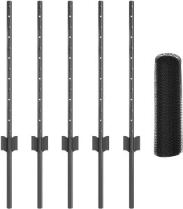 vidaXL Słupki ogrodzeniowe 5 szt. U-Channel Szary 60 cm Stal, Sześciokątne ogrodzenie Szare 0.6x10 m Stal 2