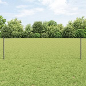 vidaXL Słupki Ogrodzeniowe 5 sztuk U-Channel Szare 60 cm Stal, vidaXL Sześciokątne Ogrodzenie Szare 0.6x10 m Stal 1