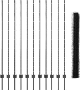 vidaXL Słupki ogrodzeniowe 22 szt U-Channel Szary 160 cm Stal, Sześciokątne ogrodzenie Szare 1.6x25 m Stal 2