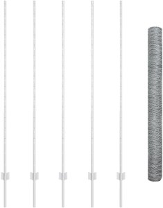 vidaXL Słupki ogrodzeniowe 10 sztuk U-Channel 160 cm Stal ocynkowana, Ogrodzenie sześciokątne 1.6x10 m Stal ocynkowana 2