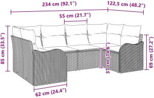Zestaw sof ogrodowych vidaXL 6 części z poduszkami jasnoszary poli rattan, Dwuosobowa sofa ogrodowa vidaXL z poduszkami jasnoszary poli rattan 8